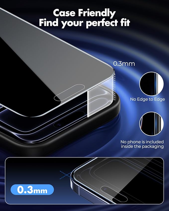 UNBREAKcable for iPhone 17 Pro Privacy Screen Protector QuickSet Box 25° Anti-Spy Tempered Glass 9H+ Hardness Case-Friendly Bubble-Free Anti-Fingerprint for Apple 17Pro - 2 Pack 6.3
