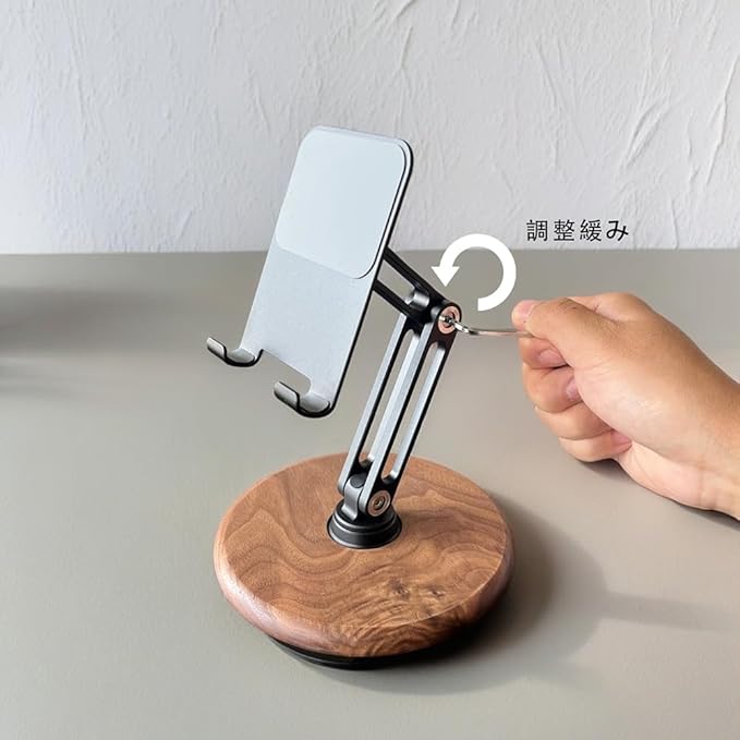 iPhone Stand for Desk Phone Stand Adjustable Foldable Cell Phone Holder 360 ° Rotation Compatible with iPhone 17 16 15 14 13 12 Pro Xs Xs Samsung Galaxy Tablets All Phones Walnut Wood