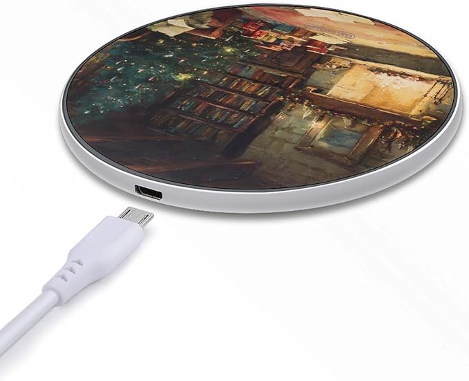 Christmas Tree Fireplace Scene Fast Portable Charger 10W Funny Graphic Phone Charging Pad with USB Cable