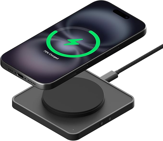 Mous- MagSafe Wireless Charger 15W Qi2 Certified Fast Charging Pad Compatible with iPhone 17/16/15/14/13/12 Pixel 10 Series and Airpods - Matte Black