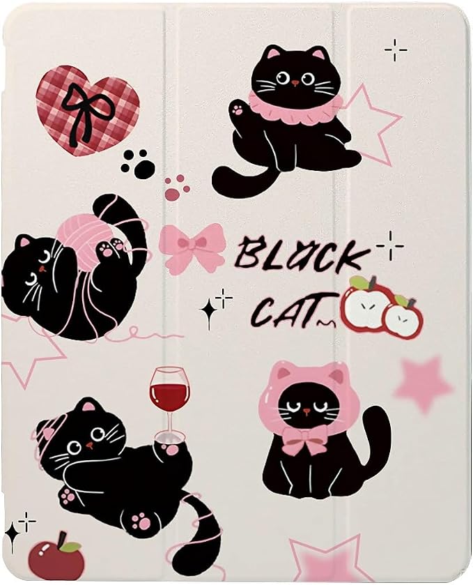 Cute black cats pink plaid bows