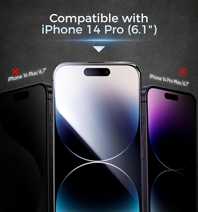 MAGIC JOHN 3rd Gen Upgraded for iPhone 14 Pro Privacy Screen Protector 6.1 Inch 25°Anti-Spy Screen Shockproof Tempered Glass Auto Dust-Removal Bubble Free Easy Installation 2 Pack