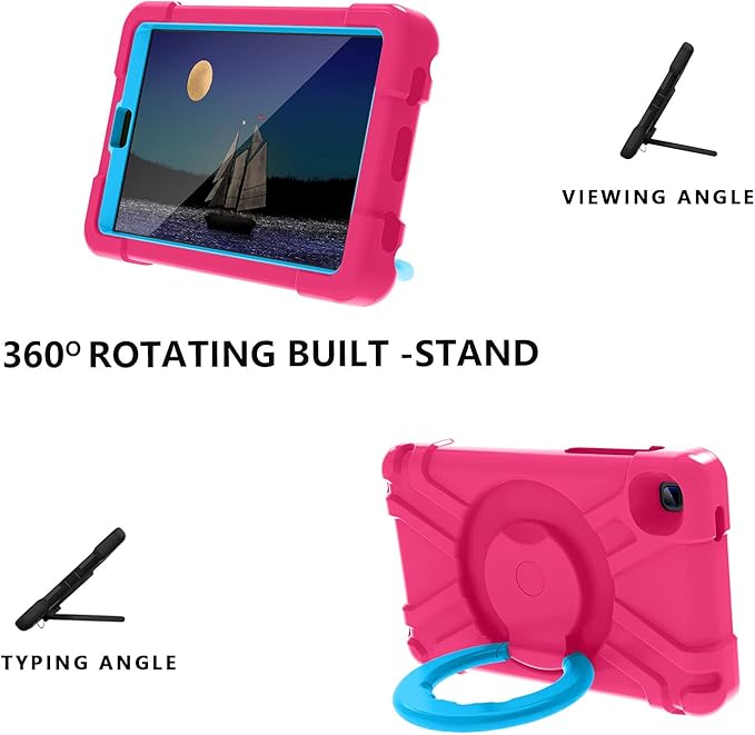 Compatible with Samsung Galaxy Tab A7 Lite T220/T225 Tablet CaseRugged Kids Case with Stand Lightweight Shockproof Kids Friendly Tablet Cover Rose Red+Blue