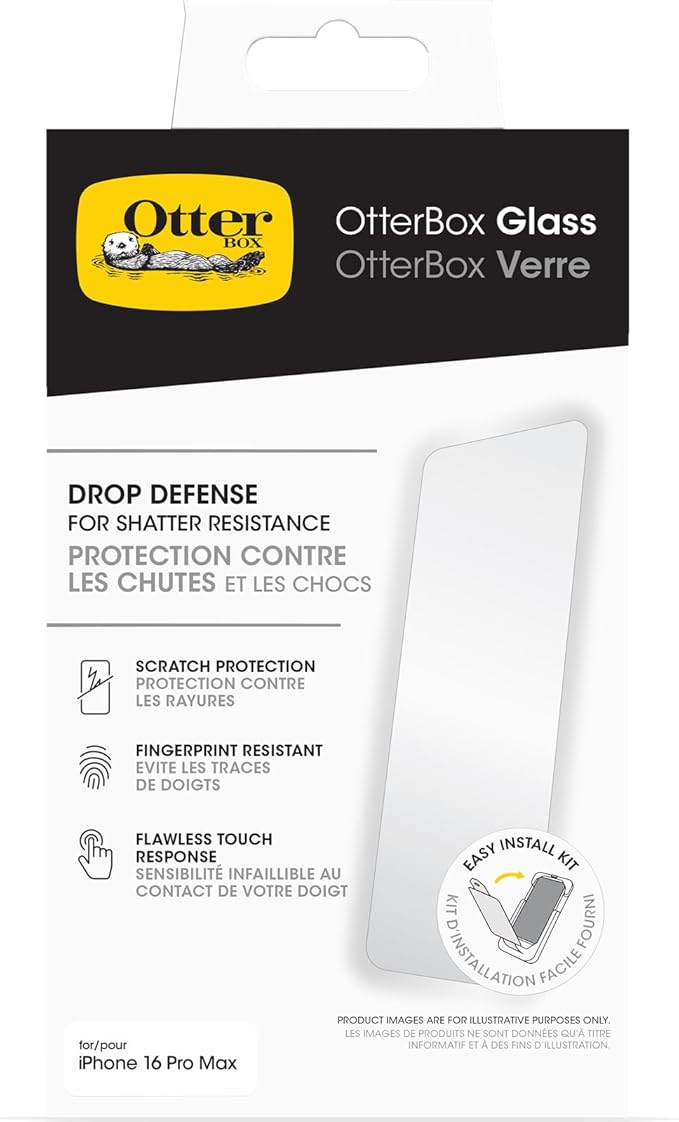 OtterBox iPhone 16 Plus Glass Screen Protector (ships in polybag ideal for business customers)