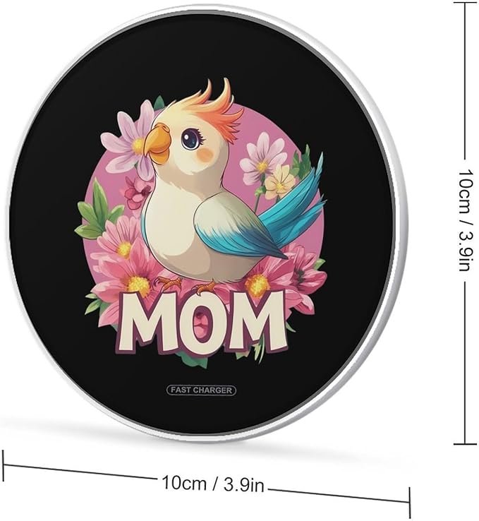 Cockatiel Mom Bird Parrot Wireless Charger Anti-Slip Wireless Charging Pad Slim Charger Mat for Men Women