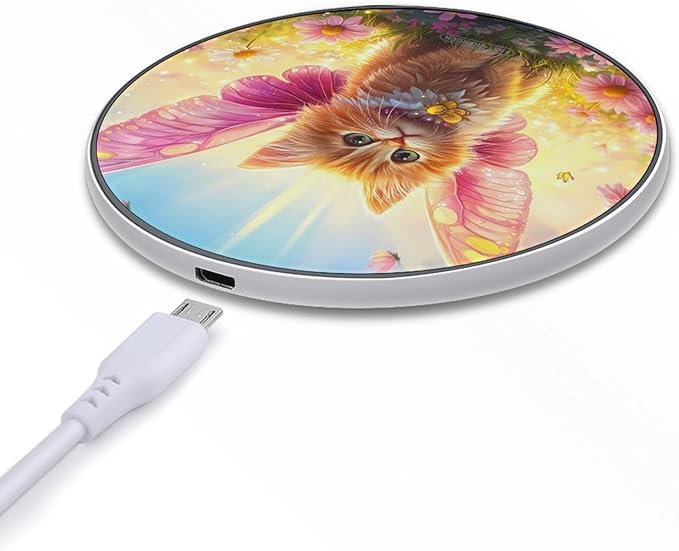 Cat Angelswings Wireless Charger Anti-Slip Wireless Charging Pad Slim Charger Mat for Men Women