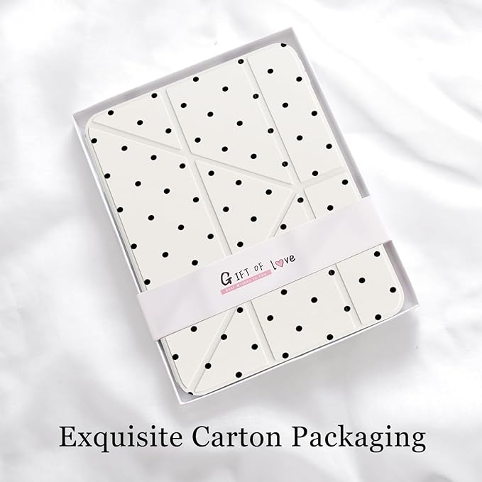 Cute Kawaii Polka Dot for iPad (A16) 11th/10th Generation Case 11 Inch/10.9 Inch 2025/2022 with Pencil Holder Auto Sleep/Wake White Leather Acrylic Back Detachable Cover