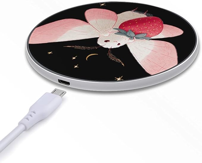 Cute Moth with A Strawberry Phone Charger Magnetic Charging Pad Anti-Slip with USB Cable