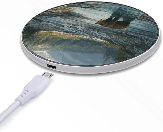 Grizzly Bears Morning in Mountains Phone Charger Magnetic Charging Pad Anti-Slip with USB Cable