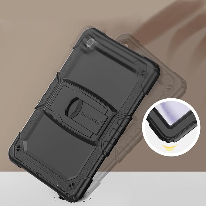 SaharaCase Defense Series Case for Galaxy Tab A11+ and Galaxy Tab A9+ - Integrated Kickstand Built-in Screen Protector Shoulder Strap - Black
