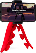 Tenikle® 360° - Flexible Tripod for Phone Camera GoPro As Seen on Shark Tank Bendable Suction Cup Camera &amp Phone Mount Phone Holder Compatible w/iPhone &amp Android (Tenikle® 360° Red)
