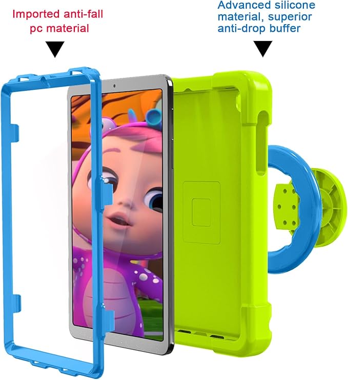 Compatible with Samsung Galaxy Tab A 8.0 (2019) Tablet CaseRugged Kids Case with Stand Lightweight Shockproof Kids Friendly Tablet Cover Grass Green+Blue