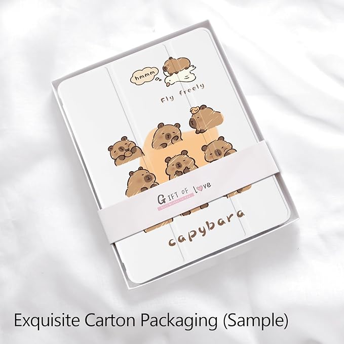 Cute Kawaii Capybara for iPad Pro 11 Inch Case (M5/M4) 2025/2024 with Pencil Holder Auto Sleep/Wake Leather Soft TPU Back Cover