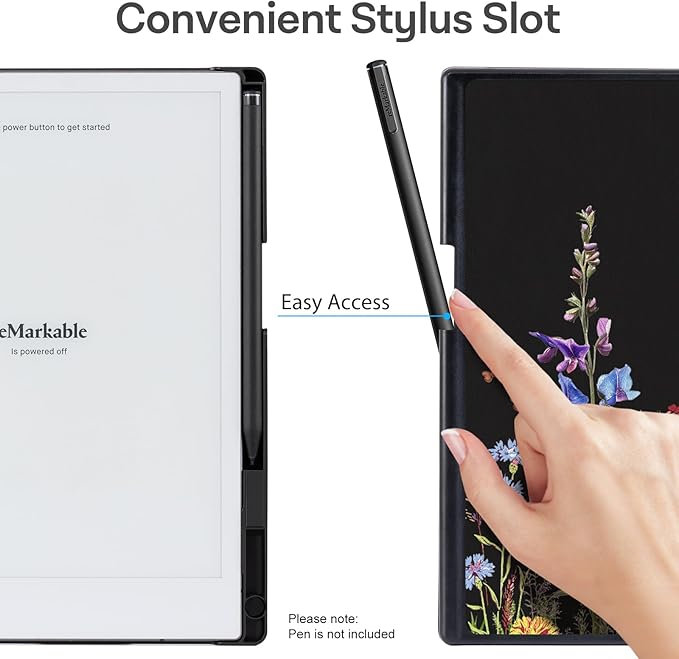CoBak Case for Remarkable 2 Paper Tablet - Lightweight and Hard Back Shell Protective Book Folio Cover with Built-in Pen Holder - for 10.3 2020 ReleasedDark Botanica