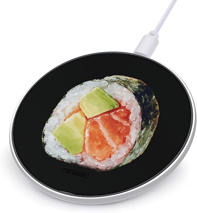Salmon Avocado Sushi1 Fast Portable Charger 10W Funny Graphic Phone Charging Pad with USB Cable