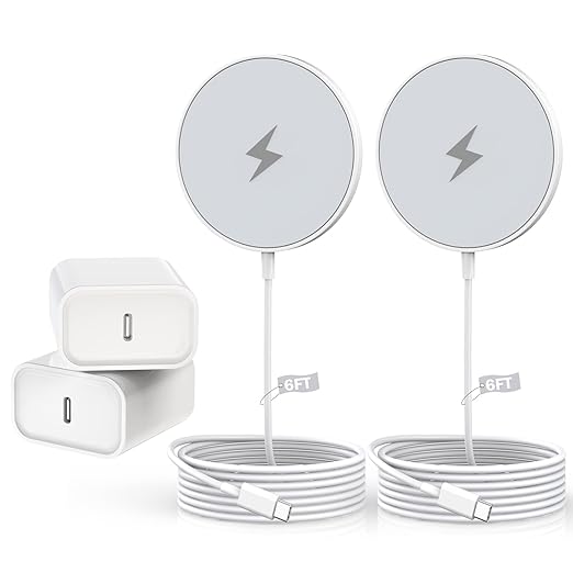 Magnetic Charger for iPhone 17Mag-Safe Fast Wireless Charging 2Pack 6Foot Magnetic Apple Charger Pad with 2Pack USB C PD Fast Charging Block for iPhone 17/17 Pro/16 Pro Max/Plus/15/14AirPods 3/Pro 2