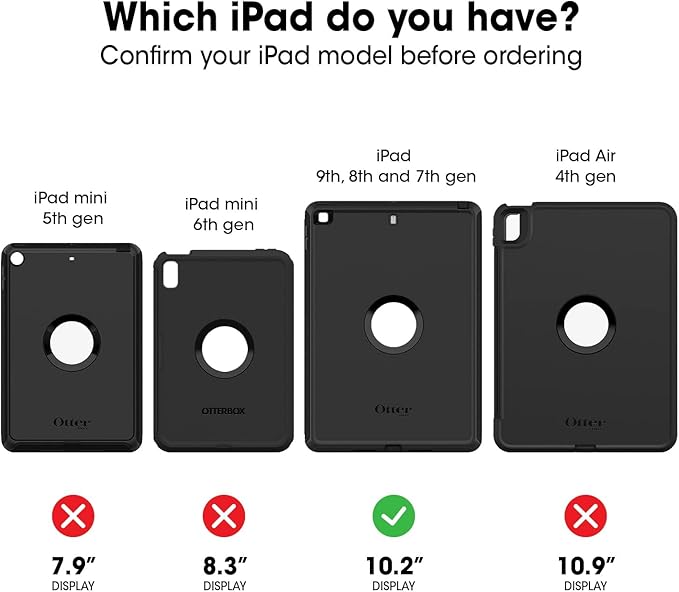 OtterBox UnlimitEd SERIES Case with Keyboard Folio + Screen Protector for iPad 7th 8th &amp 9th Gen (10.2 Display - 2019 2020 &amp 2021 version) - Non-retail/Ships in Polybag - Clear/Black