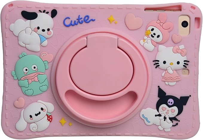 Cartoon Case for iPad Mini 6 8.3MONEHOYSY Cute Soft Silicone Kickstand [Drop ProofShock ProofAnti Slip] Back Stand Cover Case for Kids Children Teens Girls Boys (Kitty-1)