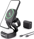 SUPERV 3-in-1 Wireless Charging Station: Charger Stand for Multiple Devices for Apple - iPhone 17/16/15/14/13/12 Series Apple Watch Airpods Portable Travel Charging Station (Black)