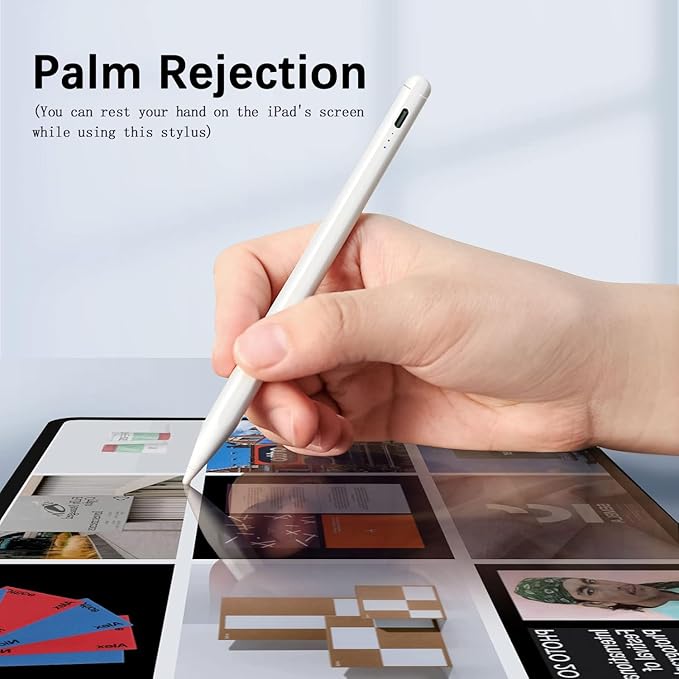 【2Pack】 Stylus Pen for Apple iPad 2018-2025 A16 11/10/9/8/7/6iPad mini A17 Pro/6/5iPad Air M3/M2 11/13/5/4/3iPad Pro M5/M4 13/12.9/11 USB-C Fast Charging PencilPixel-Perfect Tilt Sensitivity