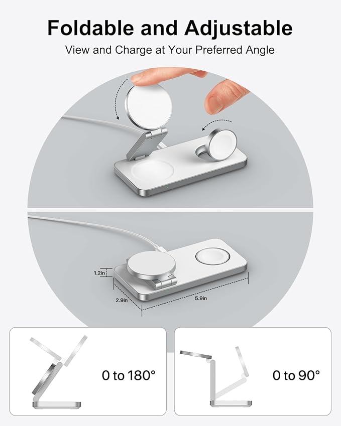 3-in-1 Charging Station for Samsung Magnetic Fast Wireless Charger Stand Compatible with MagSafe for Galaxy S26/S25/S24/S23/Z Fold/Flip Series Galaxy Watch Ultra/8/7/6/5 Galaxy Buds Pro/4//3/2