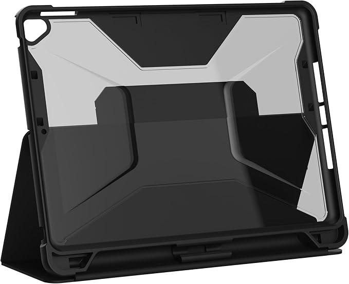 URBAN ARMOR GEAR UAG Designed for iPad 10.2 Case iPad 9th Generation 2021 iPad 8th Generation 2020 Black/Ice Rugged Clear Multi-Angle Viewing Folio Stand with Pencil Holder Plyo Protective Cover