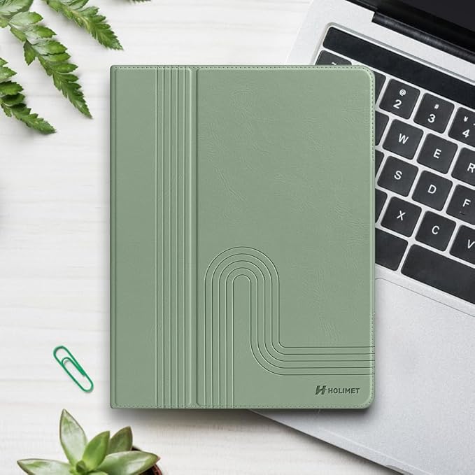 H HOLIMET Case for iPad (A16) 11th (11'')/ 10th Generation (10.9'') Vegan Leather with Built-in Pencil Holder Auto Sleep/Wake Function Green