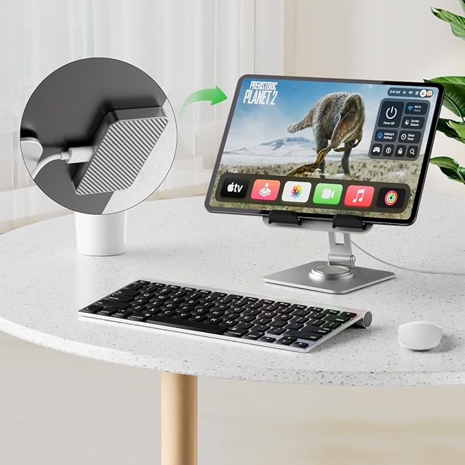 Magnetic Wireless Charger for iPad Pro 12.9inch(3rd/4th/5th/6th) &amp iPad Air 13 (M2/M3) ONLY 18W Fast Charging Smart Connector Charger Aluminum Alloy Wireless Charging Pad with USB-C Cord Cable