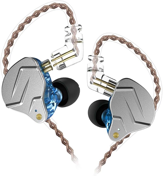 erjigo KZ ZSN Pro Dynamic Hybrid Dual Driver in Ear Earphones Detachable Tangle-Free Cable Musicians in-Ear Earbuds Headphones (Blue Without Mic)