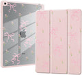 Pink Ribbon Bow Case for iPad A16 11th Generation 2025 11 / iPad 10th Generation 2022 10.9 with Pencil Holder Flower Girly Pink Leather Clear Back Shell Foldable Protective Cover