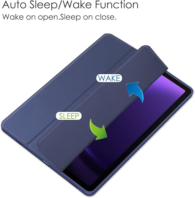 for Samsung Galaxy Tab S10 Lite/ S10 FE/ S9 FE 10.9 Inch Tri-Fold Smart Tablet Case with Pen Holder Shockproof Protective Cover W Transparent Back Shell Auto Wake/SleepBlue