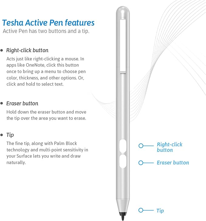 Stylus Pen for ASUS Touchscreen Devices Active Digital Pen with Ultra-Fine Tip 1024 Pressure Sensitivity Palm Rejection for Precision Drawing and Writing