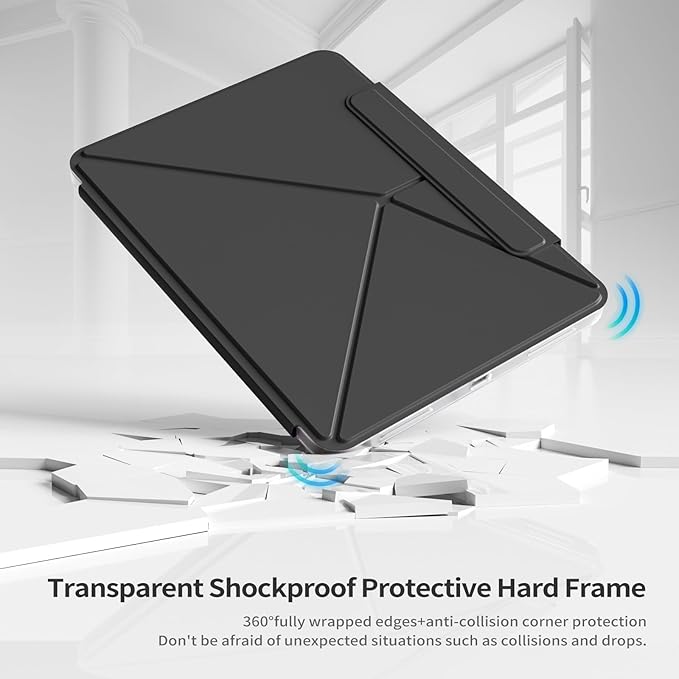 kenke Case for iPad Air 11 Inch M4/M3/M2 (2026/2025/2024) iPad Air 5th/4th Generation 10.9 Inch (2022/2020) with Clasp Slim Multi Angle Stand Cover with Pencil Holder Magnetic Back Black