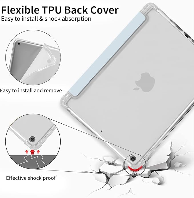 Idocolors Cute Bowknot Pad Case for 12.9 Inch iPad Pro 2022/2021/2020/2018 Clear TPU Smart Stand Back Cover with Pencil Holder Auto Wake/Sleep Foldable Shockproof Protective Case