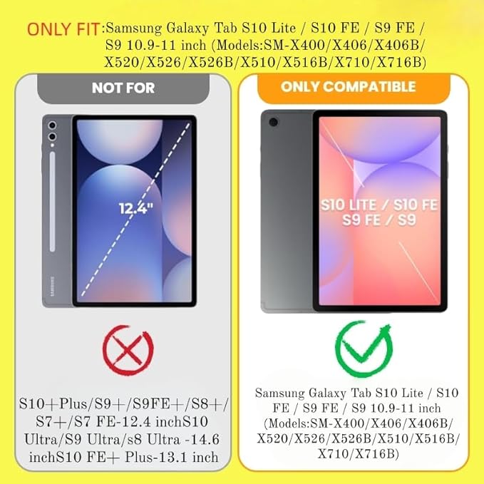 Keyboard Case for Samsung Galaxy Tab S10 Lite/S10 FE/S9/S9 FE 5g 10.9 inch–7-Color BacklitDetachable Wireless Bluetooth Keyboard Case Thin &amp Light with Built-in Pencil Holder with Mouse. (Pink)