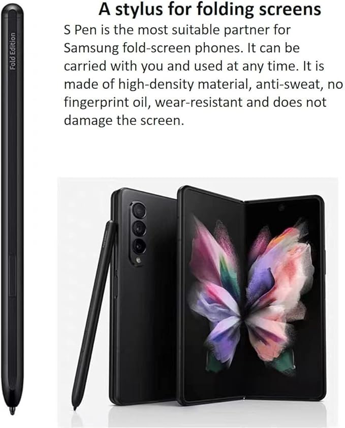 S Pen Fold Edition Stylus PenGalazy Z Fold 6/5 S Pen Replacement for Samsung Galaxy Z Fold 6/Fold 5/ Fold 4/Fold 3 +Tips/Nibs (Black).