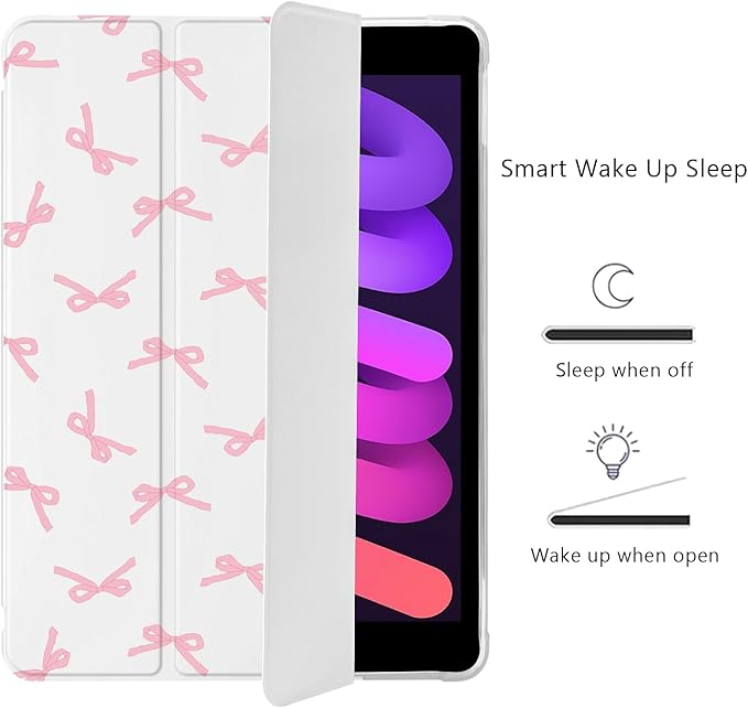 Cute Kawaii Pink Bow for iPad (A16) 11th Generation Case 11 Inch 2025 for iPad 10th Generation Case 10.9 Inch 2022 with Pencil Holder Auto Sleep/Wake Leather Soft TPU Back Cover