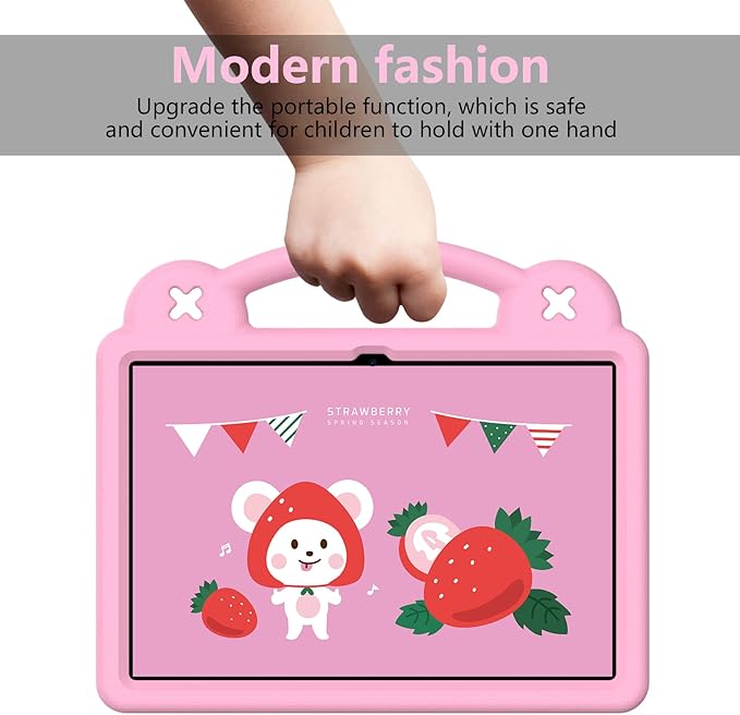 Compatible with ONN 10.1(GEN3) 2022(1000071485)/Fire HD 10 Plus(2021/2023)/Amazon Fire HD 10(2021/2023) Tablet Case Kids Case with Shoulder Strap &amp Stand Handle for Girl Kid Gift Pink