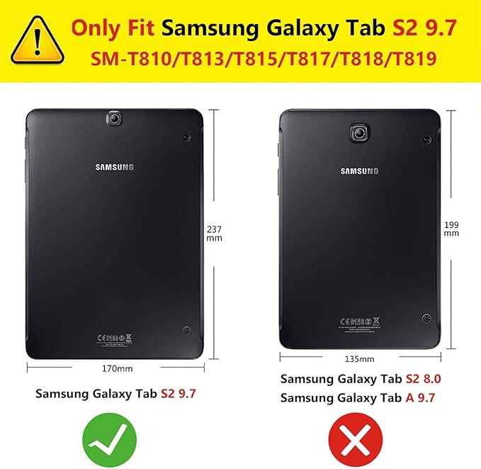 Case for Samsung Galaxy Tab S2 9.7 2015 (SM-T810/T813/T815/T817/T818/T819)Portable Heavy Duty Dropproof Protective Cover Case with 360 Rotating StandHandle &amp Shoulder StrapStylus Pen (New Purpl
