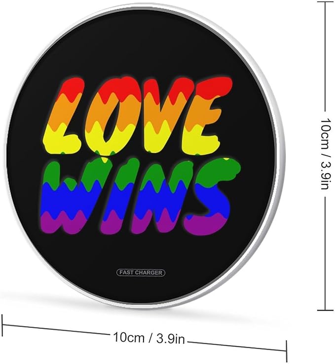 Love Wins LGBT Flag Fast Portable Charger 10W Funny Graphic Phone Charging Pad with USB Cable
