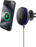 Mag Switch Qi2 Mag Safe Wireless Car Charger Air Vent Mount 15W Fast Charger with a built in on/off switch for charging Strong N52 Magnets Compatible with iPhone 14/15/16/17 Iphone Air