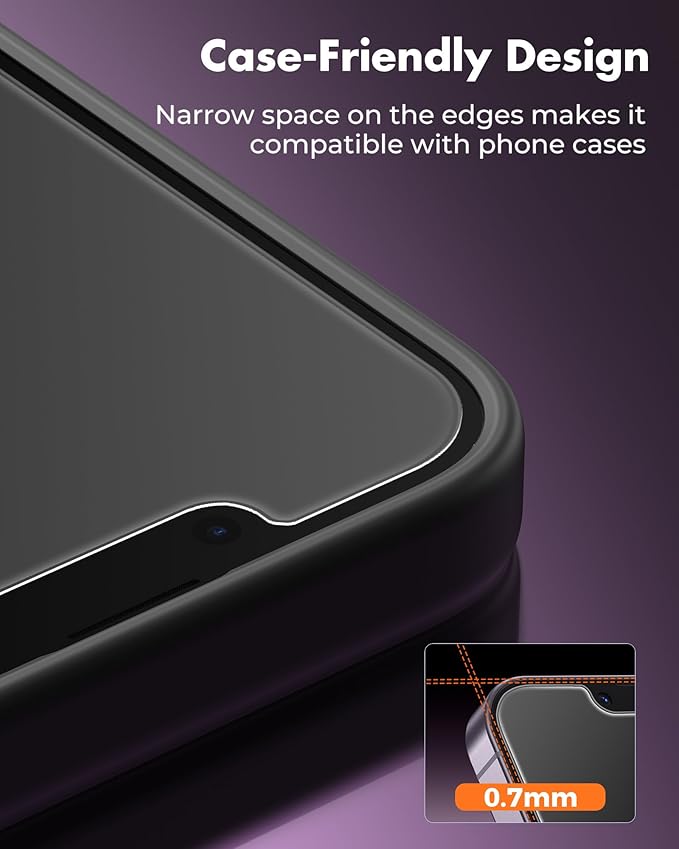 UNBREAKcable 4PCS Screen Protector for iPhone 14-2 Privacy Tempered Glass+2 Clear Glass Double Shatterproof [Easy Installation Frame] [9H Hardness] [Case Friendly] Anti-Scratch for iPhone 6.1 inch
