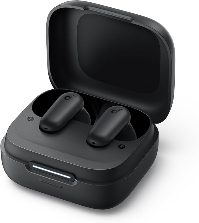 Soundcore P30i by Anker Noise Cancelling Earbuds Strong and Smart Noise Cancelling Powerful Bass 45H Playtime 2-in-1 Case and Phone Stand IP54 Wireless Earbuds Bluetooth 5.4 (Black)