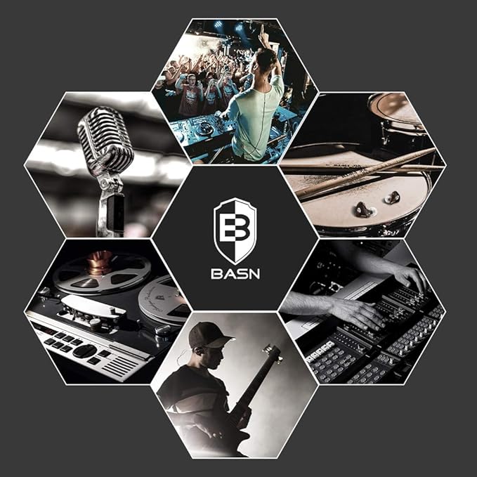 BASN Professional in Ear Monitor Headphones for Singers Drummers Musicians with MMCX Connector IEM Earphones (Pro Clear Brown)