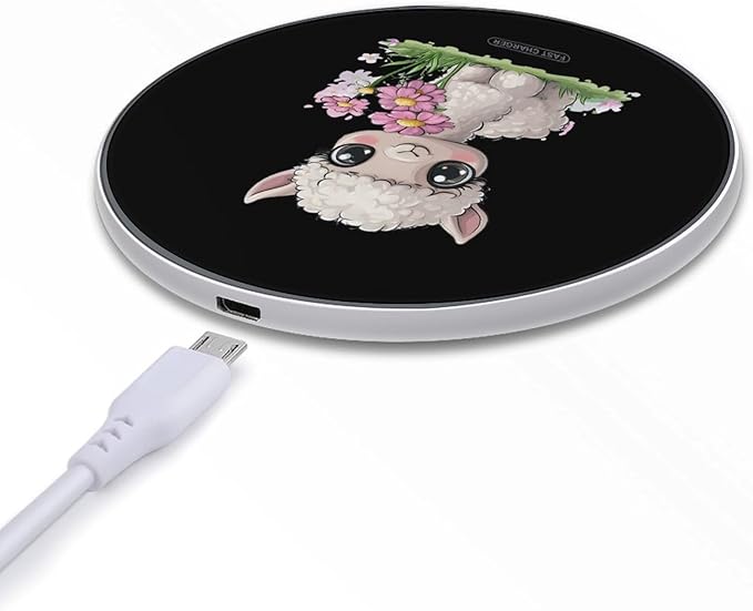 Alpaca Print Wireless Charger Anti-Slip Wireless Charging Pad Slim Charger Mat for Men Women
