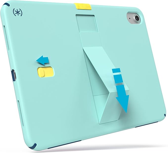 Speck iPad 10.9 Inch Tablet Case and Stand - Scratch Resistant Drop Protection &amp Quick Release Kickstand - for iPad 10th Gen 2022 - StandyShell Glass Teal/Deep Sea Blue/Daisy Yellow