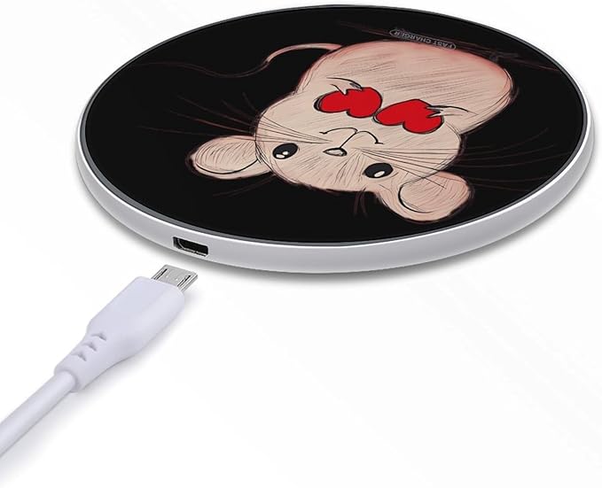 Rats Holding Two Hearts Phone Charger Magnetic Charging Pad Anti-Slip with USB Cable