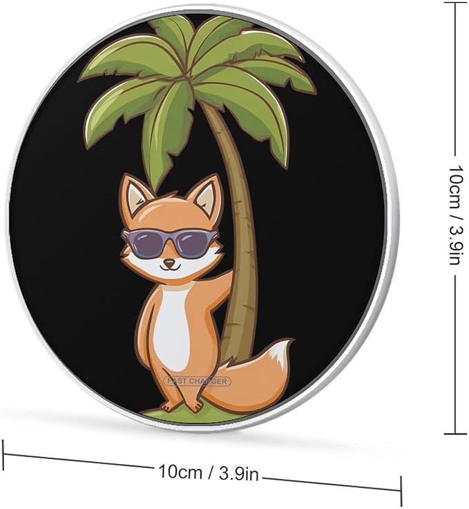 Kawaii Fox Palms Trees Phone Charger Magnetic Charging Pad Anti-Slip with USB Cable