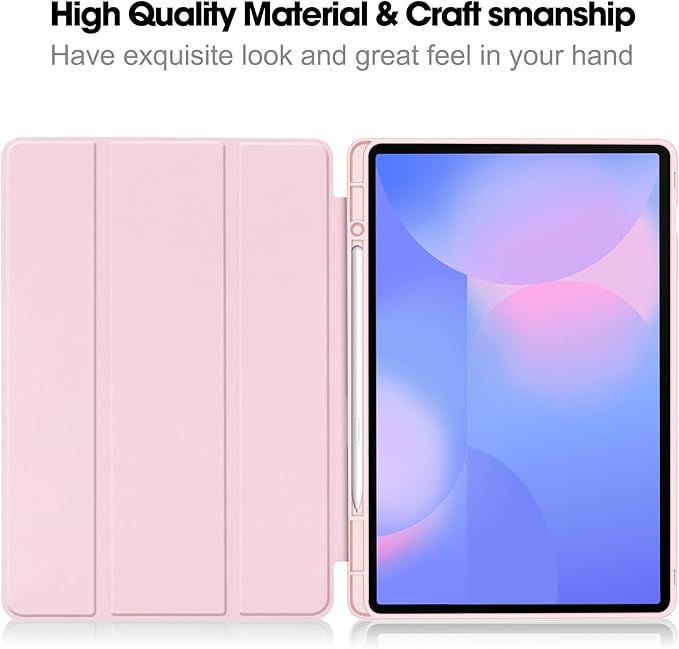for Galaxy Tab S10 FE Plus Case 13.1 Inch 2025 (Model: SM-X620/SM-X626B) Trifold Stand Cover with S Pen Holder [Auto Wake/Sleep] PU Leather + Soft TPU Back Shell for Tab S10 FE+ 13.1Pink