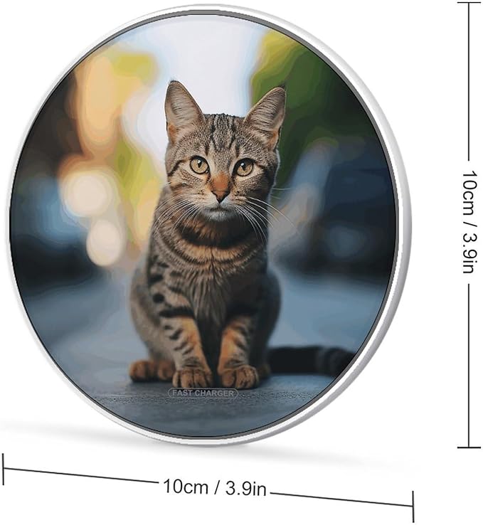 Brown Tabby Kitten Wireless Charger Fast Wireless Charging Pad with USB Cable 10W Anti-Slip Magnetic Wireless Charger Portable Slim Charger Puck Travel Charging Station